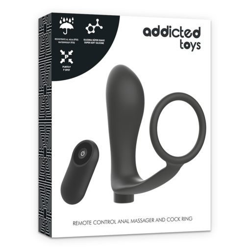 ADDICTED TOYS - ANELLO PER PENE CON TELECOMANDO PLUG ANALE NERO RICARICABILE - immagine 7