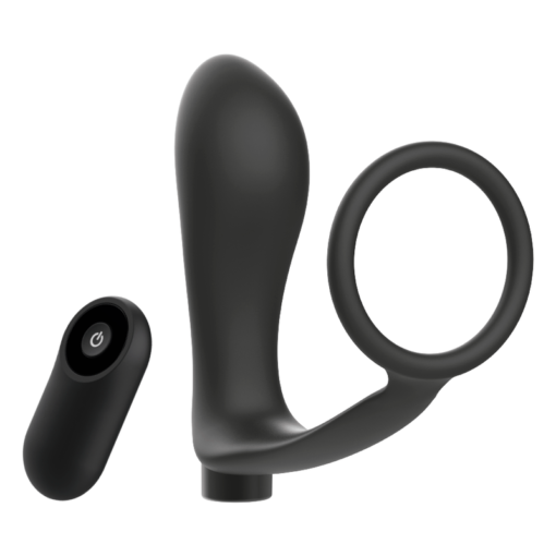 ADDICTED TOYS - ANELLO PER PENE CON TELECOMANDO PLUG ANALE NERO RICARICABILE - immagine 3