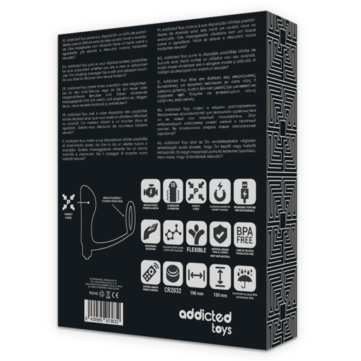 ADDICTED TOYS - ANELLO PER PENE CON TELECOMANDO PLUG ANALE NERO RICARICABILE - immagine 8