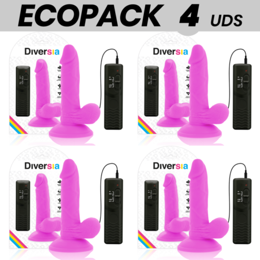 ECOPACK 6 UNIT - DIVERSIA DILDO VIBRANTE FLESSIBILE VIOLA 17 CM -O- 3.3 CM
