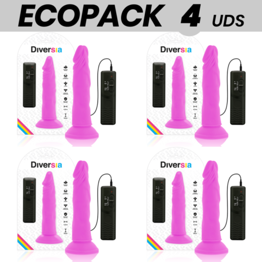 ECOPACK 6 UNIT - DIVERSIA DILDO VIBRANTE FLESSIBILE VIOLA 23 CM -O- 4.3 CM