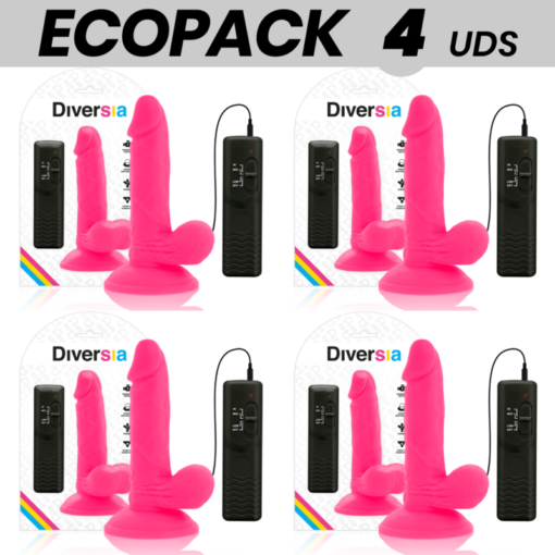 ECOPACK 6 UNIT - DIVERSIA DILDO VIBRANTE FLESSIBILE ROSA 17 CM -O- 3.3 CM