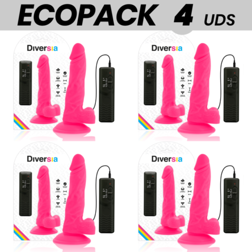 ECOPACK 6 UNIT - DIVERSIA DILDO VIBRANTE FLESSIBILE ROSA 18 CM -O- 4 CM