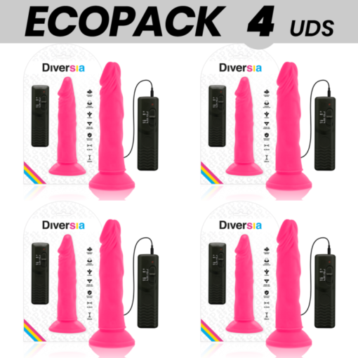 ECOPACK 6 UNIT - DIVERSIA DILDO VIBRANTE FLESSIBILE ROSA 23 CM -O- 4.3 CM