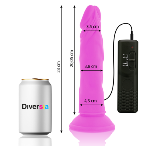 DIVERSIA - DILDO VIBRANTE FLESSIBILE VIOLA 23 CM -O- 4.3 CM - immagine 2