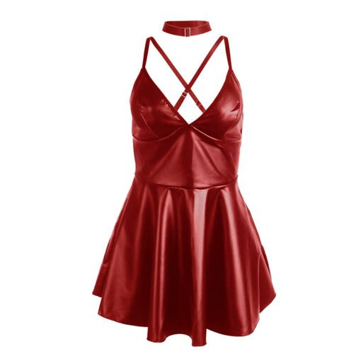 SUBBLIME - 955403 ABITO CON SPALLINE IN PELLE BORDEAUX L/XL - immagine 5