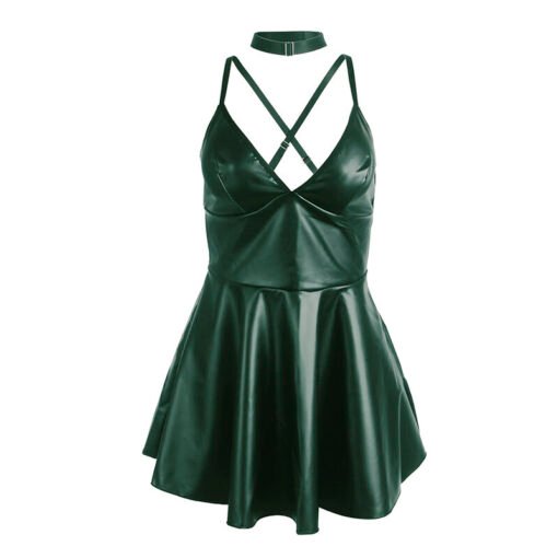 SUBBLIME - 955441 ABITO CON SPALLINE IN PELLE VERDE L/XL - immagine 5
