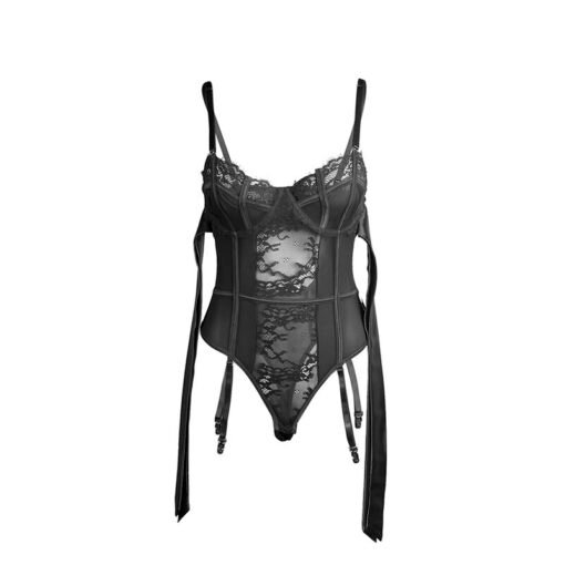 SUBBLIME - 955502 BODY IN PIZZO CON FIOCCHI E GIARRETTIERE NERO L/XL - immagine 4