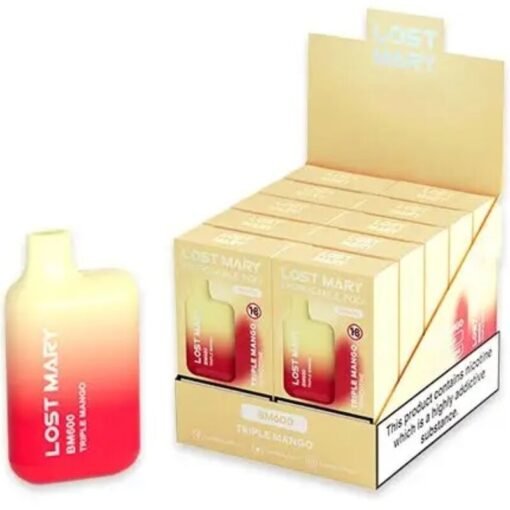 LOST MARY - (ESPOSITORE PROFESSIONALE PACK -10 UNITÀ) BM600 NICOTINA VAPER 2% MONOUSO TRIPLE MANGO