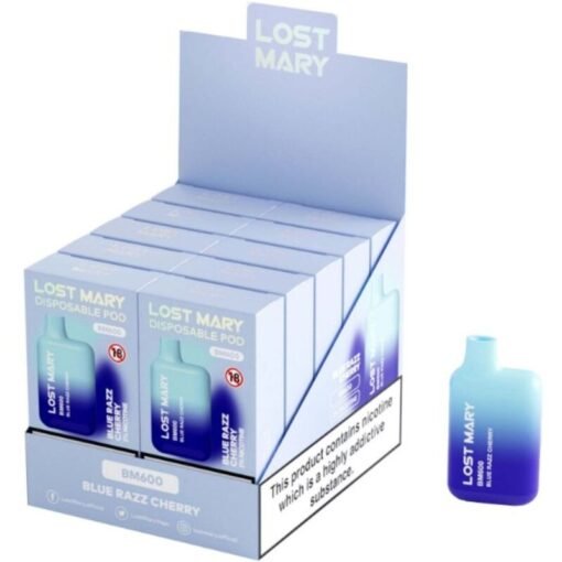 LOST MARY - (ESPOSITORE PROFESSIONALE PACK -10 UNITÀ) BM600 NICOTINA VAPER 2% MONOUSO BLUE RAZZ CHERRY