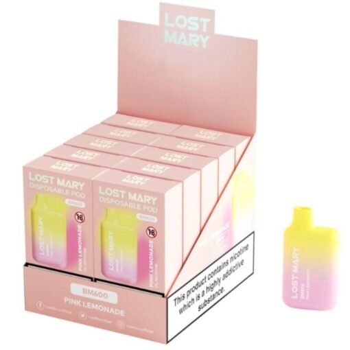 LOST MARY - (ESPOSITORE PROFESSIONALE PACK -10 UNITÀ) BM600 NICOTINA VAPER 2% MONOUSO PINK LEMONADE