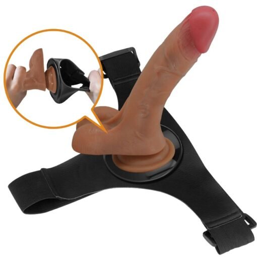 PRETTY LOVE - SLIP UNIVERSALE CON DILDO VIBRANTE E SQUIRTING 15,5 CM MULATO - immagine 4