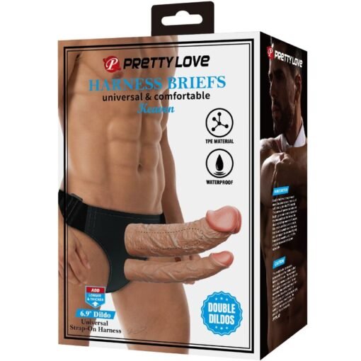 PRETTY LOVE - SLIP KEAVEN HARNESS UNIVERSALE E COMODO DOPPIO DILDO - immagine 7