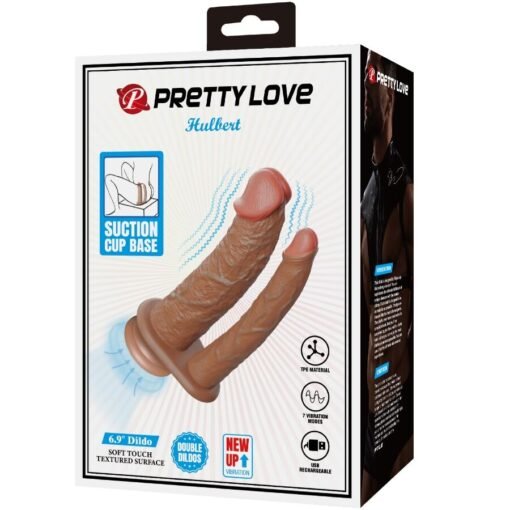 PRETTY LOVE - HULBERT DOPPIO DILDO REALISTICO CON VIBRAZIONE MULATO - immagine 8