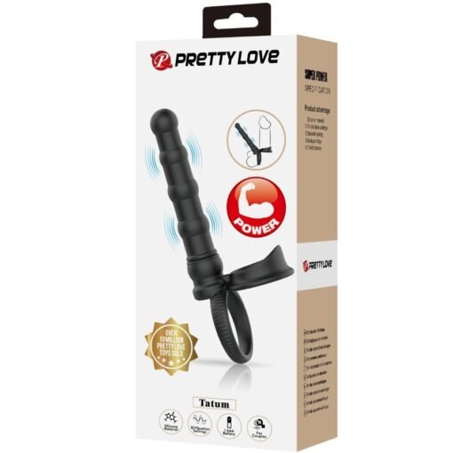 PRETTY LOVE - TATUM ANELLO PER PENE VIBRANTE CON TAPPO 10 VIBRAZIONI NERO - immagine 8