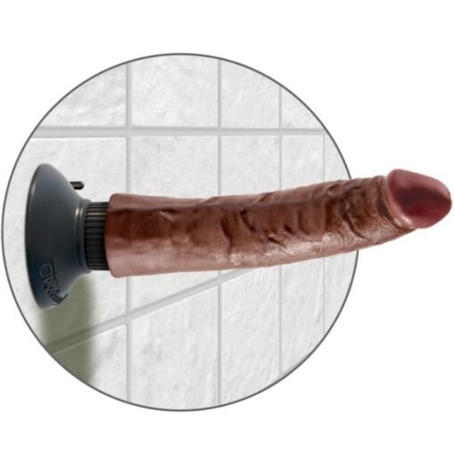 KING COCK - CAZZO VIBRANTE MARRONE 17,78 CM - immagine 5