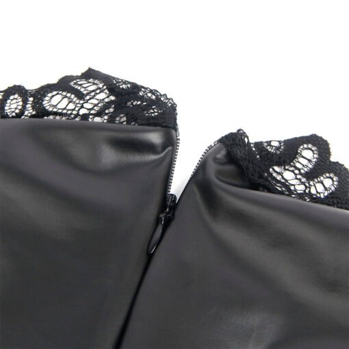 SUBBLIME - 957544 ABITO IN PELLE CON COLLO IN PIZZO NERO S/M - immagine 6