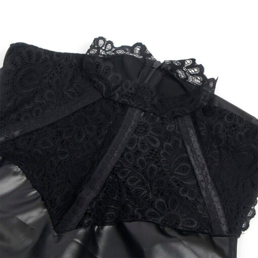 SUBBLIME - 957544 ABITO IN PELLE CON COLLO IN PIZZO NERO S/M - immagine 5