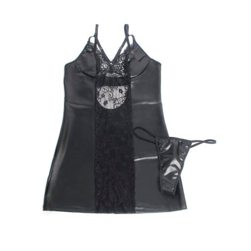 SUBBLIME - 957537 ABITO IN PELLE CON PIZZO FLOREALE NERO L/XL - immagine 4