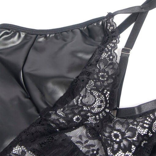 SUBBLIME - 957537 ABITO IN PELLE CON PIZZO FLOREALE NERO L/XL - immagine 5
