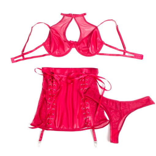 SUBBLIME - 957612 COMPLETO REGGISENO E GONNA IN PELLE ROSSO L/XL - immagine 5