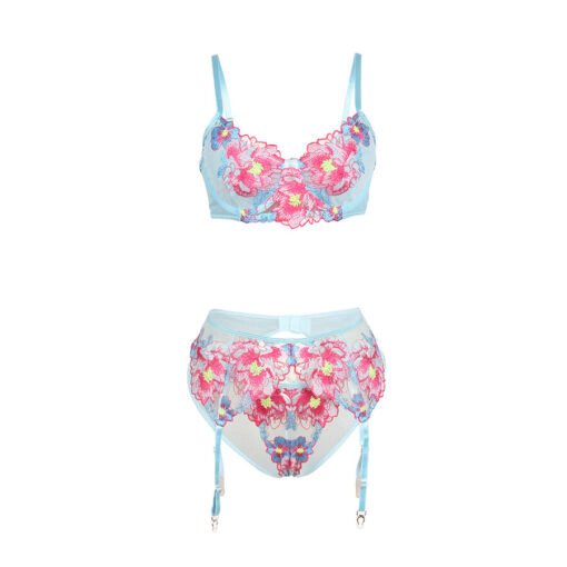 SUBBLIME - 957643 SET REGGISENO E CINTURA RICAMO FIORI ROSA S/M - immagine 5