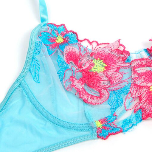 SUBBLIME - 957643 SET REGGISENO E CINTURA RICAMO FIORI ROSA S/M - immagine 6