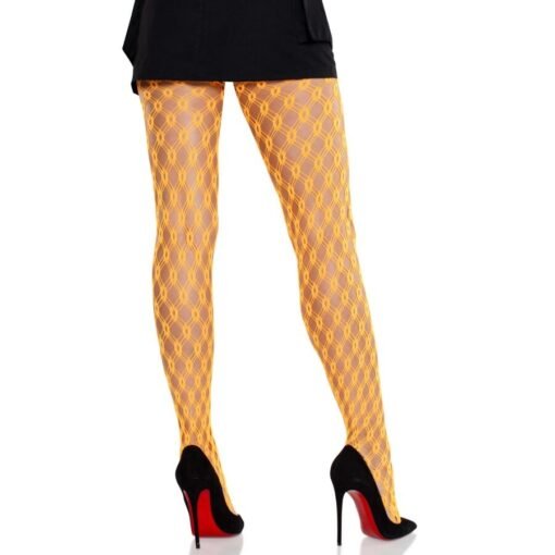 LEG AVENUE - COLLANT IN PIZZO CON OCCHIELLI NEON ARANCIONE - immagine 2