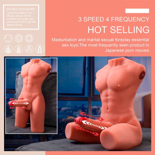 XISE - JASON MEZZO CORPO TORSO MASCHILE REALISTICO CON SPINTA E VIBRAZIONE 55 CM - immagine 14