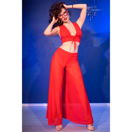 CHILIROSE - CR 4857 SET TOP E PANTALONI ROSSI TAGLIA L - immagine 5