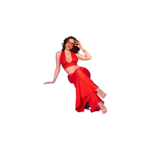 CHILIROSE - CR 4857 SET TOP E PANTALONI ROSSI TAGLIA S - immagine 4