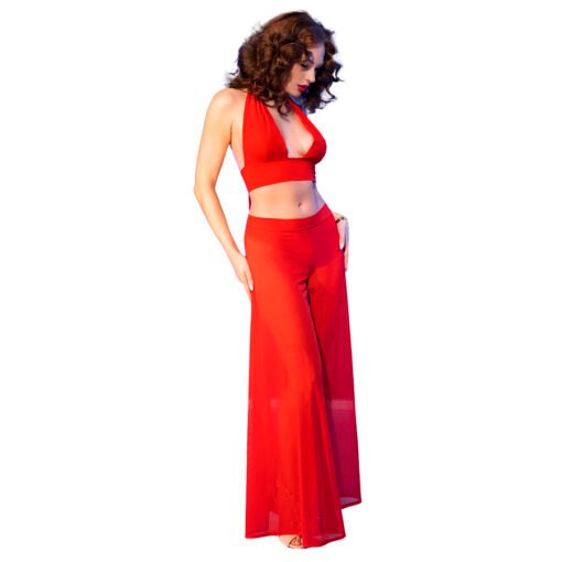 CHILIROSE - CR 4857 SET TOP E PANTALONI ROSSI TAGLIA M - immagine 2