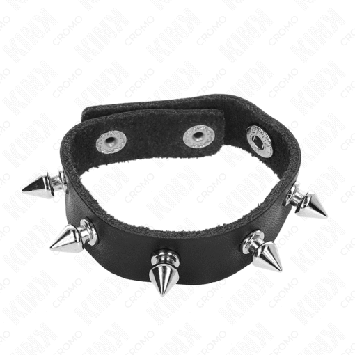 KINK - ANELLO PER PENE IN PELLE CON CHIUSURA A PRESSIONE FODERA ROSSA 21 X 1,5 CM - immagine 4