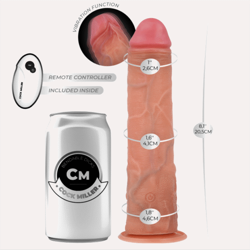 COCK MILLER - DILDO REALISTICO CON VENTOSA E TELECOMANDO VIBRAZIONE 20,5 CM - immagine 4