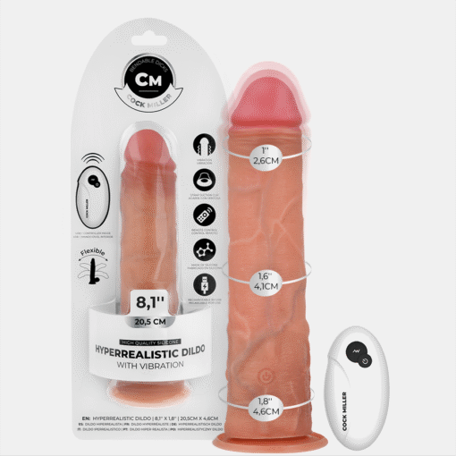 COCK MILLER - DILDO REALISTICO CON VENTOSA E TELECOMANDO VIBRAZIONE 20,5 CM