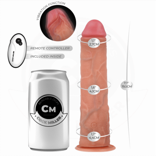 COCK MILLER - DILDO REALISTICO CON VENTOSA E VIBRAZIONE TELECOMANDO 19,5 CM - immagine 4