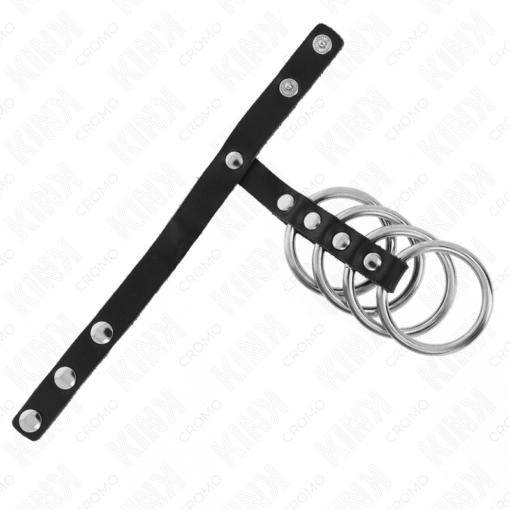 KINK - 4 ANELLI PER PENE IN METALLO DA 3,8 CM COLLEGATI CON CINTURINO IN PELLE DA 22 X 1,5 CM E CHIUSURA A PRESSIONE - immagine 4