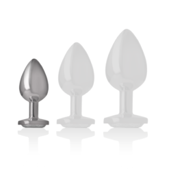 INTENSE - PLUG ANALE IN METALLO ALLUMINIO CON CRISTALLO ARGENTO MISURA S - immagine 3