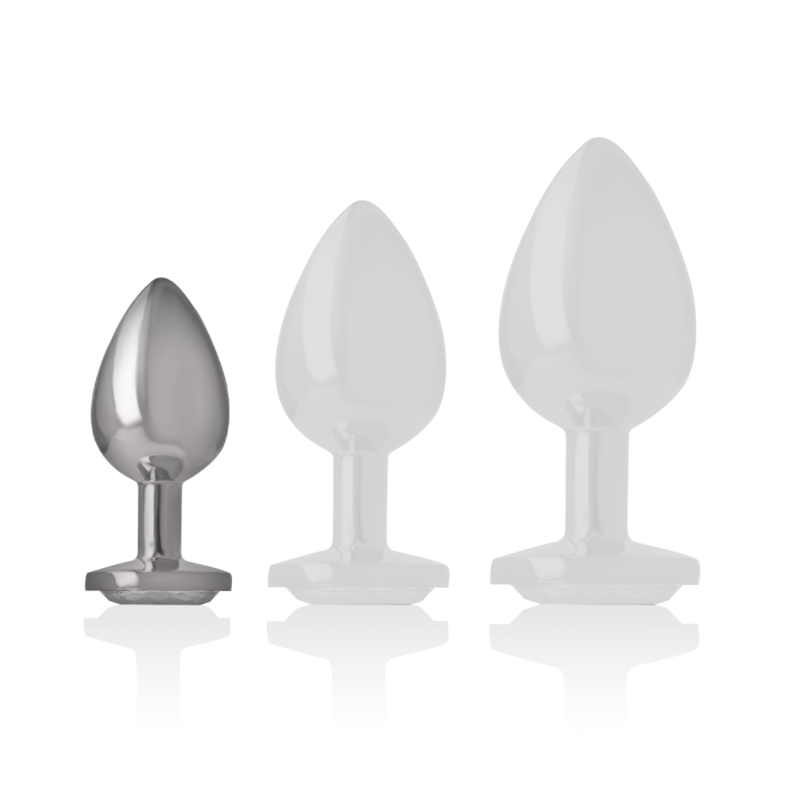 INTENSE - PLUG ANALE IN METALLO ALLUMINIO CON CRISTALLO ARGENTO MISURA S - immagine 3