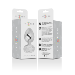 INTENSE - PLUG ANALE IN METALLO ALLUMINIO CON CRISTALLO ARGENTO MISURA S - immagine 5