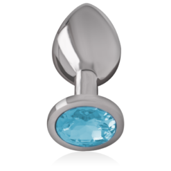 Alternative view of INTENSE - PLUG ANALE IN METALLO ALLUMINIO CON VETRO BLU TAGLIA M