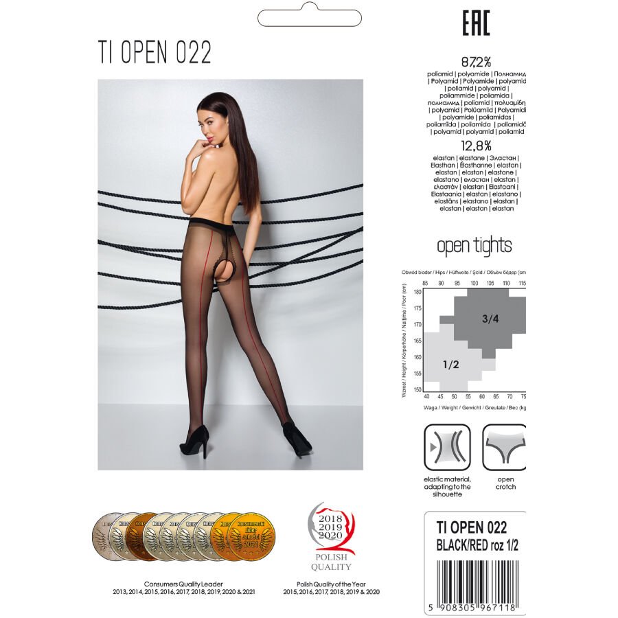 PASSION - TIOPEN 022 COLLANT NERO/ROSSO 1/2 20 DEN - immagine 5