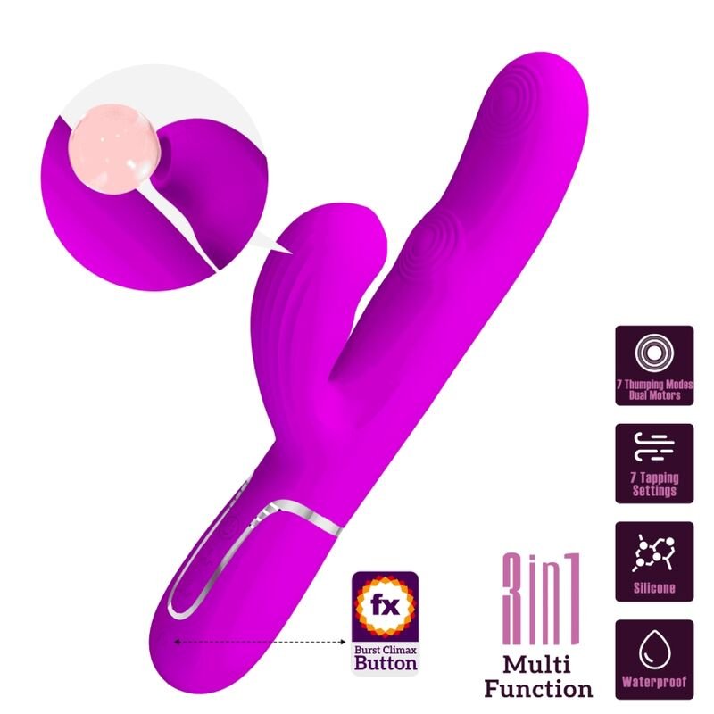 PRETTY LOVE - VIBRATORE MULTIFUNZIONE PERLITA 3 IN 1 G-SPOT VIOLA - immagine 10