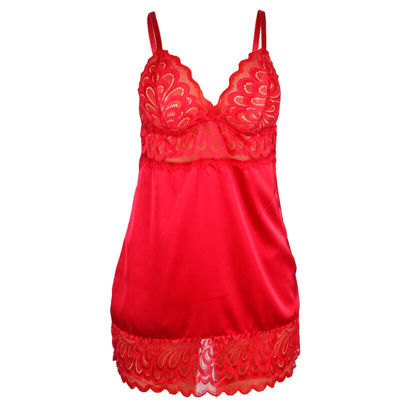 SUBBLIME - BABYDOLL IN RASO CON PIZZO ROSSO S/M - immagine 4