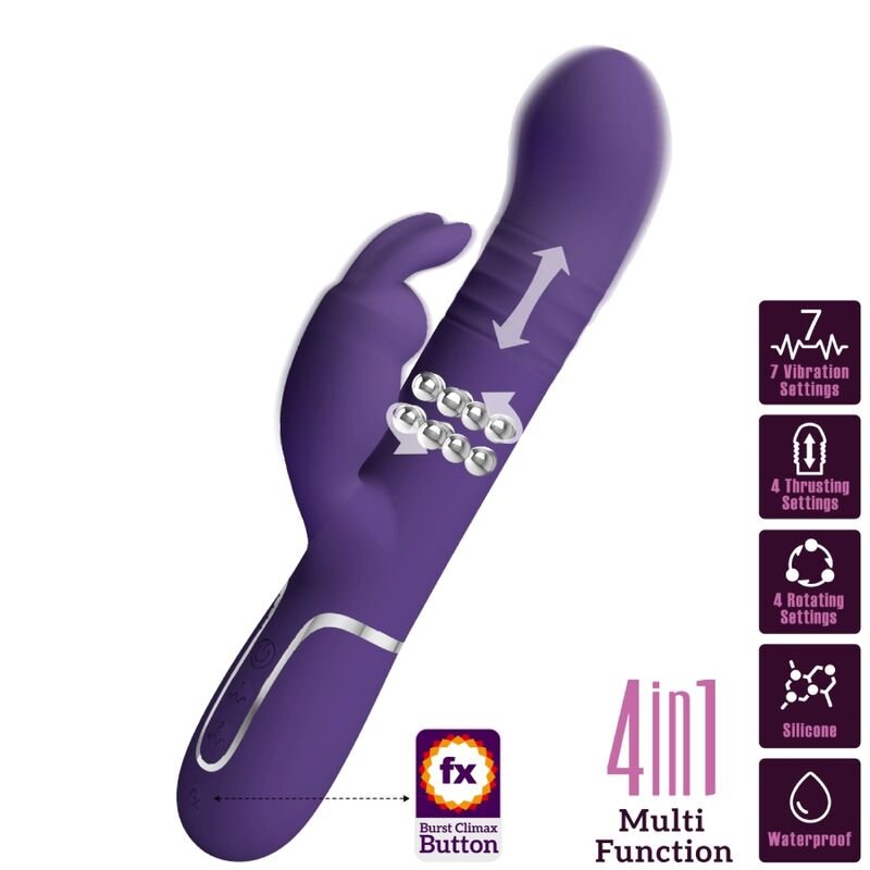 PRETTY LOVE - COALE VIBRATORE CONIGLIO CARBONE 4 EN 1 VIOLA - immagine 2