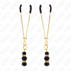 Alternative view of KINK - PINZE PER CAPEZZOLI SOTTILI ORO CON 3 PERLINE DI VETRO NERE 7 CM