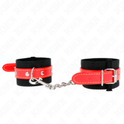 Alternative view of KINK - RESISTENZA DA POLSO IN NYLON NERO CON SIMILPELLE ROSSO REGOLABILE 19-24 CM X 5,5 CM