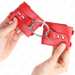 KINK - POLSO FISSO CON ANELLO E BORCHIE REGOLABILE ROSSO 17-22 CM X 6,5 CM - immagine 4