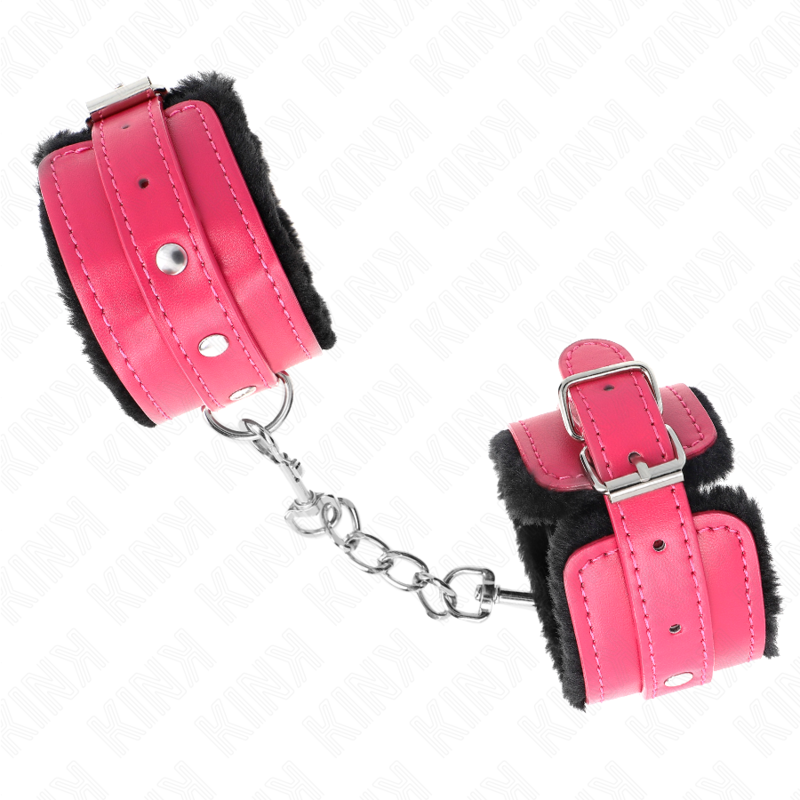 KINK - POGGIPOLSI PREMIUM FODERATI IN PELLICCIA NERI CON CINTURA ROSA LAMPONE REGOLABILE 17-29 CM X 6 CM - immagine 3