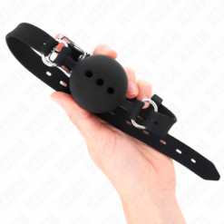 Alternative view of KINK - BAVAGLIO IN SILICONE INTERO 55 x 2 CM CON SFERA DA 4,5 CM MISURA M NERO REGOLABILE 35-51 CM